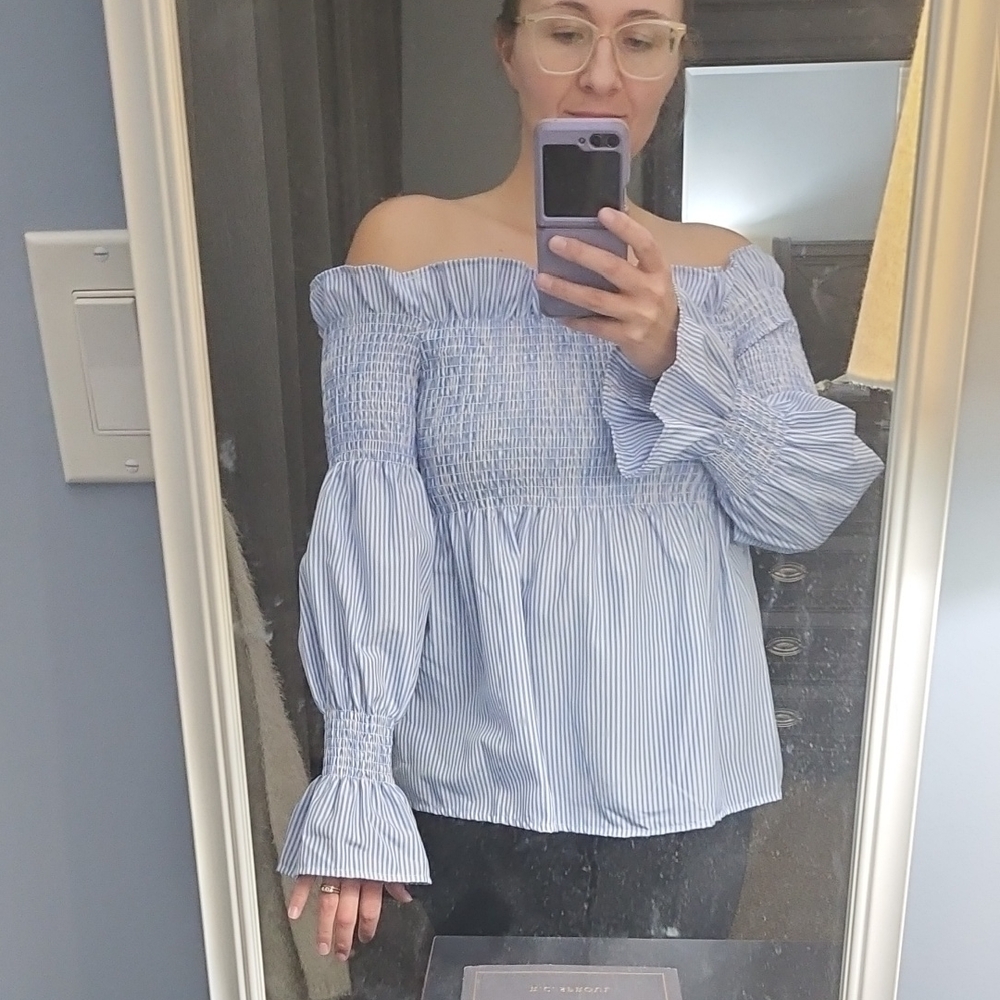 Urban Outfitters Off-Shoulder Blue Blouse